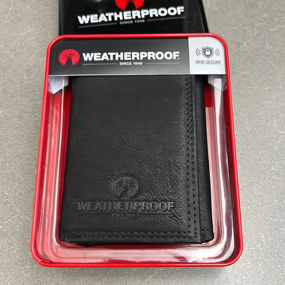 Weatherproof black genuine leather wallet Brand New